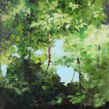 Painting titled "JARDIN DE LA SABLIÈ…" by Jean-Paul Schmitt, Original Artwork, Oil Mounted on Wood Stretcher frame