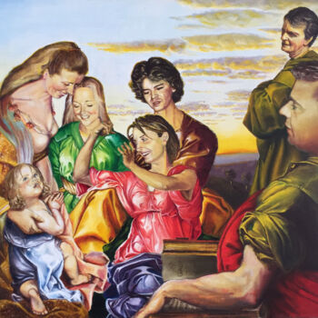 Painting titled "SAINTE FAMILLE SCHM…" by Jean-Paul Schmitt, Original Artwork, Oil Mounted on Wood Stretcher frame