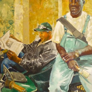 Pintura titulada "Les motards de La H…" por Jean-Paul Schmitt, Obra de arte original, Oleo Montado en Bastidor de camilla de…