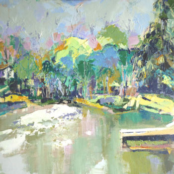 Painting titled "La rivière à Urdax" by Jean-Paul Schmitt, Original Artwork, Acrylic