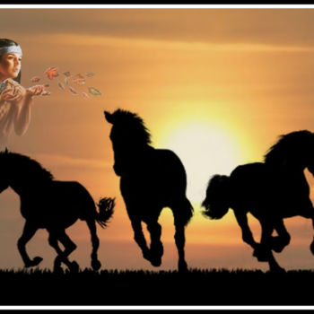 Arts numériques intitulée "chevaux-indiens.jpg" par Jean-Pierre Gueret, Œuvre d'art originale, Photo montage