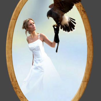 Arts numériques intitulée "Femme à l'aigle.jpg" par Jean-Pierre Gueret, Œuvre d'art originale, Photo montage