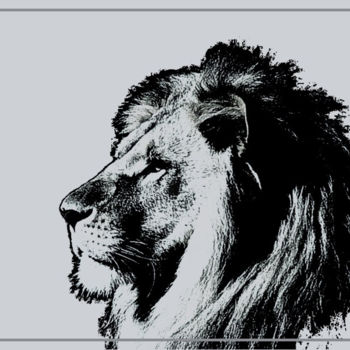 Arte digitale intitolato "Lion N&B 1.jpg" da Jean-Pierre Gueret, Opera d'arte originale, Fotomontaggio