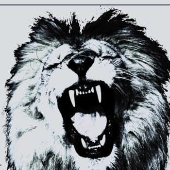 Arts numériques intitulée "Lion N&B 2.jpg" par Jean-Pierre Gueret, Œuvre d'art originale, Photo montage