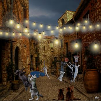 Digital Arts titled "La ruelle aux-chats…" by Jean-Pierre Gueret, Original Artwork, Photo Montage