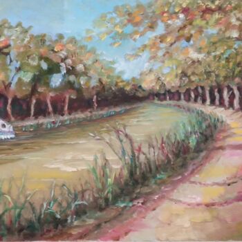 Painting titled "Le canal du midi" by Jean Pierre Berrié, Original Artwork, Oil