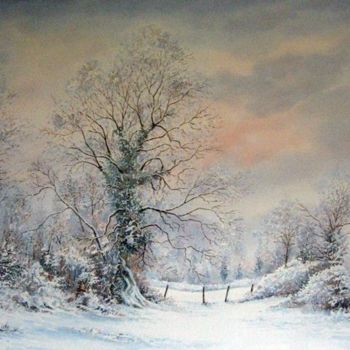 Painting titled "Neige au Ridebec" by Jean Pierre Gamard, Original Artwork