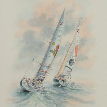 Painting titled "Course au large" by Jean Pierre Gamard, Original Artwork