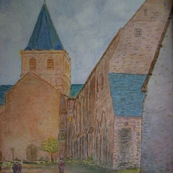 Peinture intitulée "Abbaye de Cerisy la…" par Jean-Pierre Leconte, Œuvre d'art originale