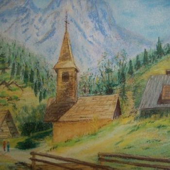 Schilderij getiteld "Village en Savoie" door Jean-Pierre Leconte, Origineel Kunstwerk