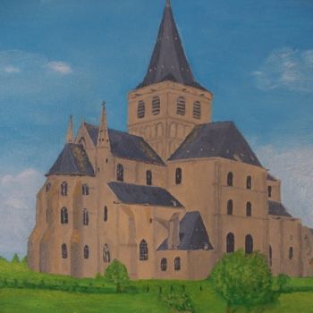 「Abbaye de Cerisy la…」というタイトルの絵画 Jean-Pierre Leconteによって, オリジナルのアートワーク
