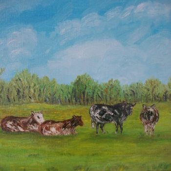 Painting titled "Campagne normande" by Jean-Pierre Leconte, Original Artwork