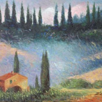 Pintura intitulada "Paysage toscan" por Jean Pierre Lefranc, Obras de arte originais
