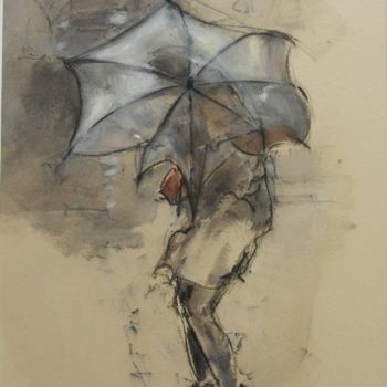 Dessin intitulée "Parapluie 2" par Jean-Pierre Lenas, Œuvre d'art originale