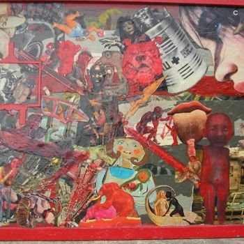 Peinture intitulée "Chien rouge" par Jean Rumain, Œuvre d'art originale