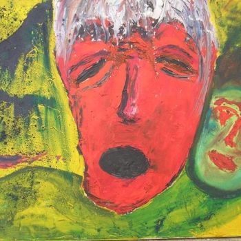 Peinture intitulée "visage rouge" par Jean Rumain, Œuvre d'art originale
