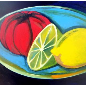 Painting titled "troisfruits4.jpg" by Jean Yves Fine, Original Artwork, Oil