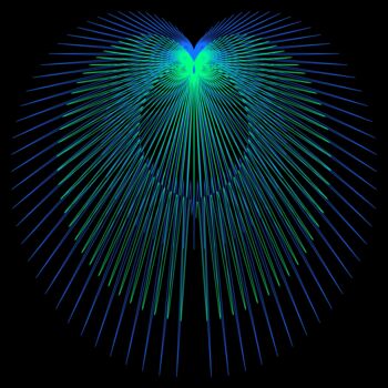 Digital Arts titled "Blue Wings - #1509" by Jeb Gaither, Original Artwork, 2D Digital Work
