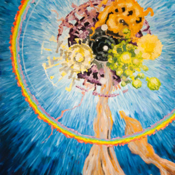 Schilderij getiteld "Cosmic Spring" door Jakub Jecminek, Origineel Kunstwerk, Olie