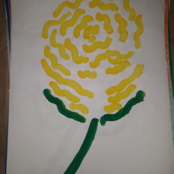Pintura titulada "A flor amarelo" por Jedaylson Rodrigues, Obra de arte original, Acuarela Montado en Bastidor de camilla de…