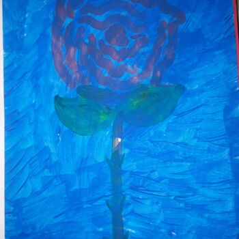 Painting titled "A rosa azul" by Jedaylson Rodrigues, Original Artwork, Gouache