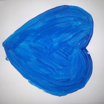 Pittura intitolato "O coração azul" da Jedaylson Rodrigues, Opera d'arte originale, Gouache