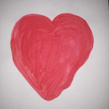 Peinture intitulée "O coração vermelho" par Jedaylson Rodrigues, Œuvre d'art originale, Gouache