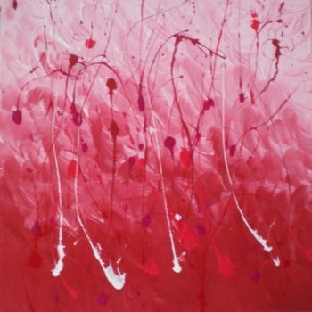 Painting titled "Jardin rouge" by Jeepy, Original Artwork, Oil