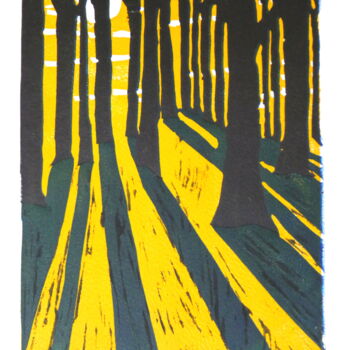 Obrazy i ryciny zatytułowany „L'ombre verte/ Lumi…” autorstwa Jeff Andreotti, Oryginalna praca, Linoryty