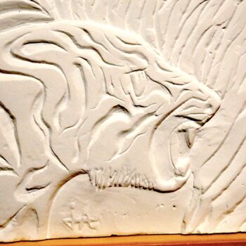 Sculpture titled "Tiger Wood" by Jeff Andreotti, Original Artwork, Plaster