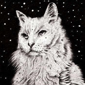 Dibujo titulada "CAT 1" por Jeff Grimal, Obra de arte original, Lápiz