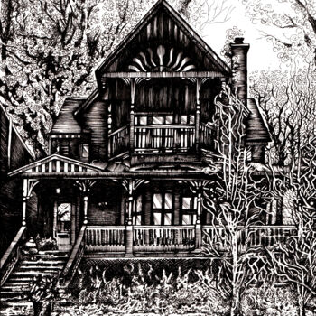 Disegno intitolato "HUNTING HOUSE" da Jeff Grimal, Opera d'arte originale, Matita