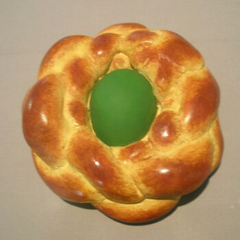 Скульптура под названием "Bread with egg" - Jeff Koons, Подлинное произведение искусства