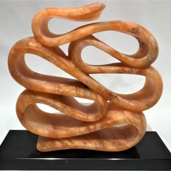 Escultura titulada "Orange Ribbon" por Jeff Rosenfeld, Obra de arte original, Piedra
