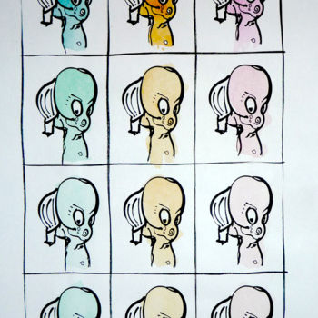 Zeichnungen mit dem Titel "3 fois 4 égal 12" von Jeff, Original-Kunstwerk