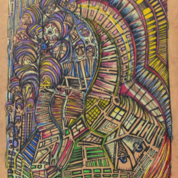 Dibujo titulada "Colored Horse" por Jeff, Obra de arte original, Otro