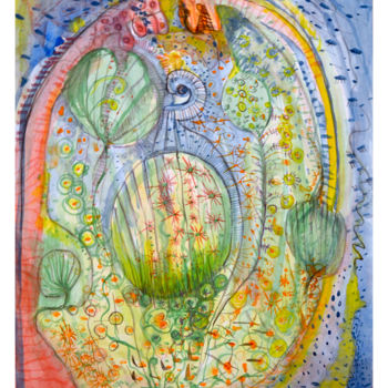 Malerei mit dem Titel "eclosion-printaniere" von Jeff, Original-Kunstwerk, Aquarell
