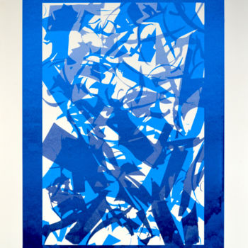 Prenten & gravures getiteld "Dégradé de bleu" door Jeff, Origineel Kunstwerk, Zeefdruk
