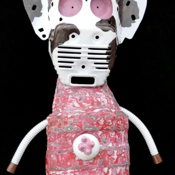 Escultura intitulada "Mask Spirit, COW DE…" por Jeff Mann, Obras de arte originais, Metais