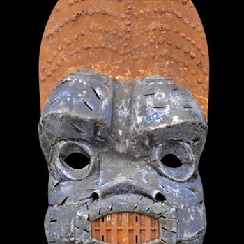 Sculpture titled "Mask Animal, GORILLA" by Jeff Mann, Original Artwork, Metals