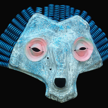 Rzeźba zatytułowany „Mask Spirit, HAGUS” autorstwa Jeff Mann, Oryginalna praca, Metale