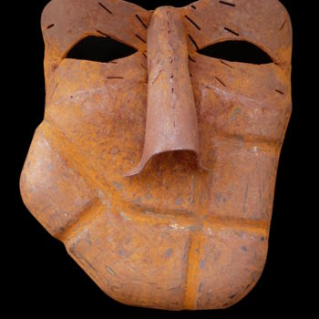 Sculpture intitulée "Mask Spirit, LAUGHI…" par Jeff Mann, Œuvre d'art originale, Métaux