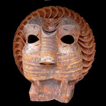 Escultura intitulada "Mask Animal, LEONAR…" por Jeff Mann, Obras de arte originais, Metais