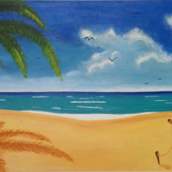 Painting titled "A praia" by Jefferson Coutinho, Original Artwork, Acrylic