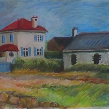 Painting titled "Maisons sur la Plag…" by Jeff Sterling, Original Artwork, Oil