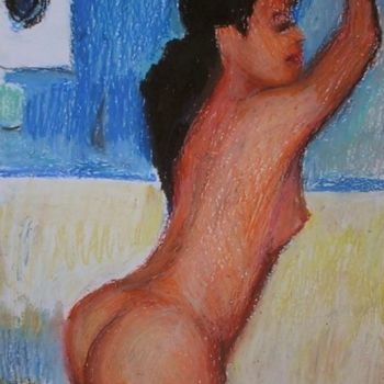 Une Femme dans la Chambre - OIL PASTEL in Frame