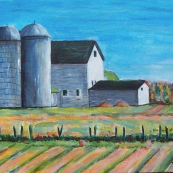 Malarstwo zatytułowany „Farm in New Jersey…” autorstwa Jeff Sterling, Oryginalna praca, Olej