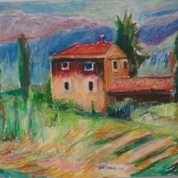 Painting titled "Il paesaggio di Tos…" by Jeff Sterling, Original Artwork, Oil