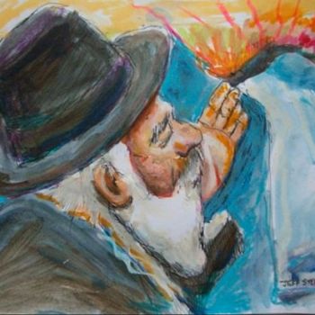 Schilderij getiteld "Judaica Jewish Art…" door Jeff Sterling, Origineel Kunstwerk, Aquarel