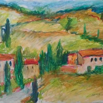 Painting titled "Tuscany Morning" by Jeff Sterling, Original Artwork, Pastel